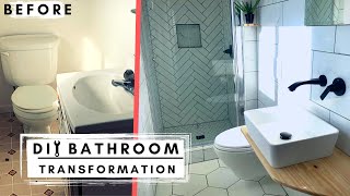 Small Bathroom Remodel Time Lapse Converting a Half Bath to Full Bath [upl. by Nessa79]