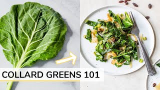 COLLARD GREENS 101  RECIPE  how to cook collard greens [upl. by Leiuqeze]