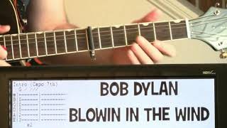 Bob Dylan Blowin In The Wind Guitar Chords Lesson amp Tab Tutorial [upl. by Ykcub]