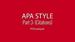 APA Style  Part 3 Citations [upl. by Ole]