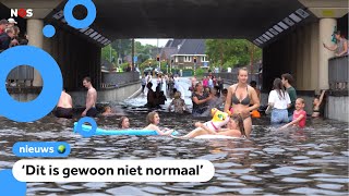 Schade en plezier door noodweer in Nederland [upl. by Dulla]