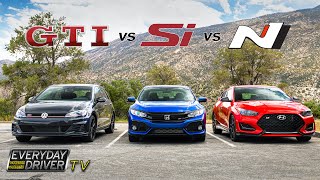 Hyundai Veloster N vs Honda Civic SI vs VW GTI  The Middles  Everyday Driver TV Season 5 [upl. by Eeimaj]