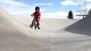 A 3 year old and his Strider bike in the skate park Strider bikes rule [upl. by Llenyl]