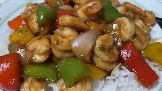 Garlic Shrimp StirFry With Peppers And Onions [upl. by Ellered864]