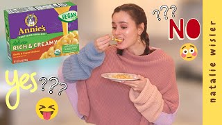 NEW ANNIES VEGAN MAC amp CHEESE  TASTE TEST squeezable deluxe cheese version [upl. by Ethelda509]