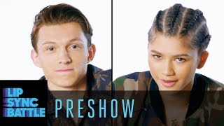 SpiderMan Homecomings Tom Holland amp Zendaya Interview  Lip Sync Battle Preshow [upl. by Ecinnahs]