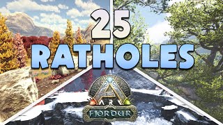 TOP 25 Fjordur Hidden Rathole Base Locations ARK Survival Evolved [upl. by Yrad]