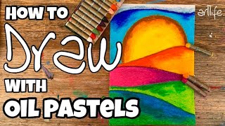 ART VIDEO How to draw with OIL PASTELS Sun Landscape lesson with Kerri Bevis artlife​ art [upl. by Rusel]