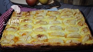 Apfelkuchen mit Pudding  Apfelblechkuchen [upl. by Mercedes]