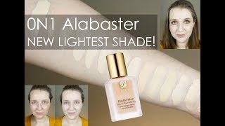 Review and Demo Estee Lauder Double Wear in 01N Alabaster  Very Fair Skin  paleandfreckled [upl. by Anayk]