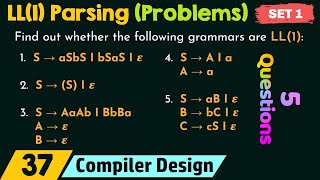 LL1 Parsing – Solved Problems Set 1 [upl. by Yhprum]