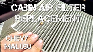 Cabin Air Filter Replacement Installation  Chevy Malibu [upl. by Auqinaj507]