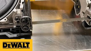 DEWALT® Product Guide  DCS376 Bandsaw Blade Installation and Removal [upl. by Ibrab]