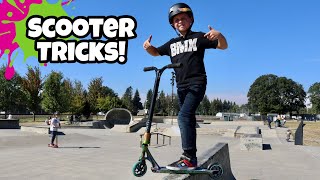 Scooter Skatepark Tricks First Time [upl. by Ardene381]