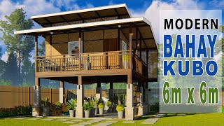 MODERN BAHAY KUBO  ELEVATED AMAKAN HOUSE DESIGN 6m x 6m [upl. by Caves]