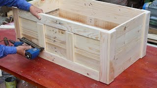 Great Idea On Pallet Woodworking Project  How to Make A Storage Chest From Recycled Wood [upl. by Narhem]