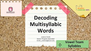 Decoding Multisyllabic Words Vowel Team Syllables [upl. by Westland]