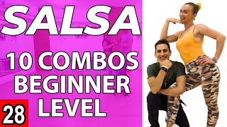 Salsa Tutorial 28 10 beginner salsa patternscombos  by MariusampElena 2020 [upl. by Nihcas]