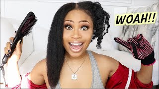 STRAIGHTEN IN 5 MINS  Trying Straightening Brush on Natural Hair [upl. by Ellimaj]