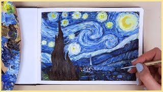 How to Paint the Starry Night with Acrylic Paint Step by Step  Art Journal Thursday Ep 24 [upl. by Naomi]