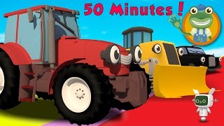 Trevor The Tractor and MORE Trucks for Toddlers  Geckos Garage [upl. by Ojadnama]