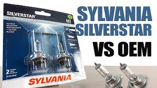 Sylvania Silverstar vs OEM  Original Headlight Bulbs Comparison [upl. by Ebaj692]