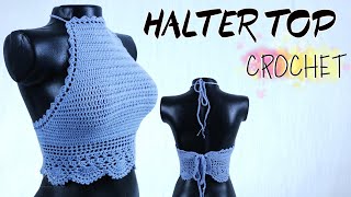 TOP CROCHET Paso a Paso HALTER TOP [upl. by Santiago]