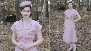 A Pink Velveteen 1940s Dress  Sewing Vlog [upl. by Yajnas]