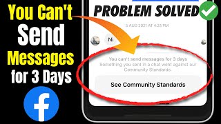 HOW TO SOLVE You Cant Send Messages for 3 Days Facebook  Facebook cant send message PROBLEM FIXED [upl. by Vachil]