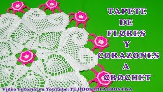 TAPETE O CARPETA A CROCHET DE FLORES Y CORAZONES PARTE 1 paso a paso en video tutorial [upl. by Odanref518]