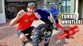 TURBO EXHAUST WHISTLES ON MY YZ125 DIRT BIKE [upl. by Anerres]