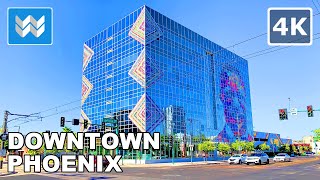 4K Downtown Phoenix Arizona USA Summer Walking Tour amp Travel Guide 🎧 Binaural City Sound [upl. by Aurore58]