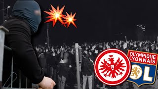 Ultras FRANKFURT greifen Treffpunkt der Franzosen an … 100 vs 100 [upl. by Ayhtak539]