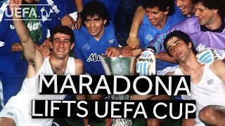 DIEGO MARADONA lifts 89 UEFA Cup [upl. by Klein]