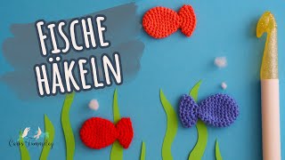 GEHÄKELTER FISCH  deutsche Anleitung für Anfänger  Fisch Applikation häkeln  Caros Fummeley [upl. by Eseyt]