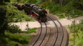 Steam Locomotive and Trains on a Model Railway Layout in HO Scale [upl. by Epotimet302]