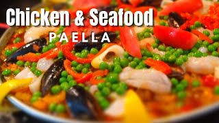 CHICKEN AND SEAFOOD PAELLA RECIPE [upl. by Nnel]