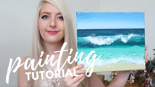 PAINTING TUTORIAL Acrylic Ocean for Beginners  Katie Jobling Art [upl. by Annat]