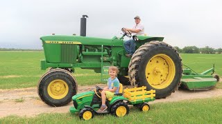 A day working on the farm for kids  Tractors for children [upl. by Oruam]