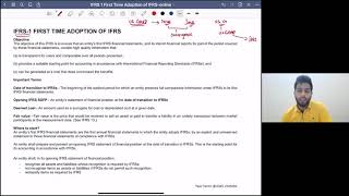 IFRS 1 First time adoption of IFRS [upl. by Inalel]