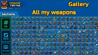 Pixel Gun 3D  All my 730 Weapons Inventory Showcase [upl. by Sirtimid]