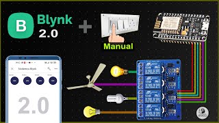 Home Automation using NodeMCU ESP8266 and Blynk 20 with realtime feedback  IoT Projects 2021 [upl. by Aryam]