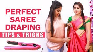 10 நிமிடத்தில் பட்டு புடவை கட்டுவது எப்படி  Perfect Saree Draping Tips [upl. by Nivlen]