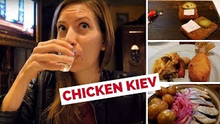 Chicken Kiev котлета покиївськи  Eating Ukrainian Food in Kyiv Ukraine [upl. by Notgnillew]