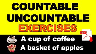 Countable Uncountable Nouns  Containers Exercises PDF  Easy English Lesson [upl. by Charlotte]