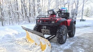 ATV Snow Plow Moose Plow and Honda 450 Foreman [upl. by Eadrahs]