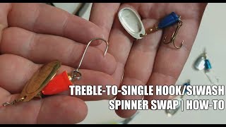 HOWTO Swap Treble Hooks to SiwashSingle Hook on SpinnersBlue Fox [upl. by Bar683]