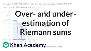 Over and underestimation of Riemann sums  AP Calculus AB  Khan Academy [upl. by Ahsiekan]