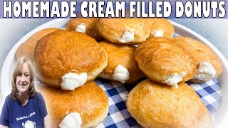 Homemade CREAM FILLED DONUTS Recipe  How to Make DONUTS  Best Cream Filling [upl. by Okomom]