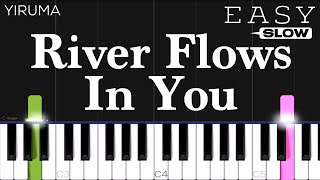 Yiruma  River Flows In You  SLOW EASY Piano Tutorial [upl. by Ardnait]